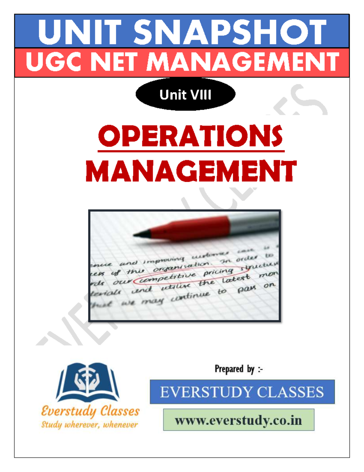 Unit 8 Operations Management - UNIT SNAPSHOT UGC NET MANAGEMENT Unit ...