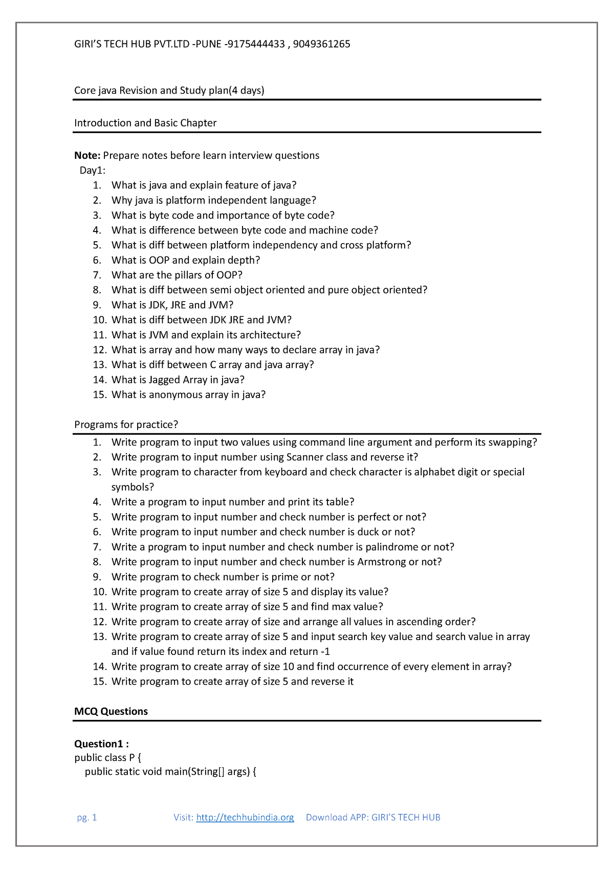 Java Script Complete Notes - Core java Revision and Study plan( 4 days ...