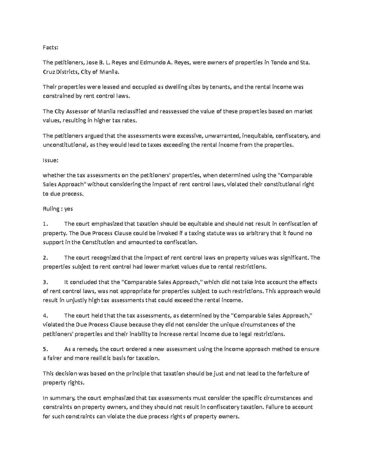 Reyes vs Almanzor CASE DIGEST Facts The petitioners, Jose B. L