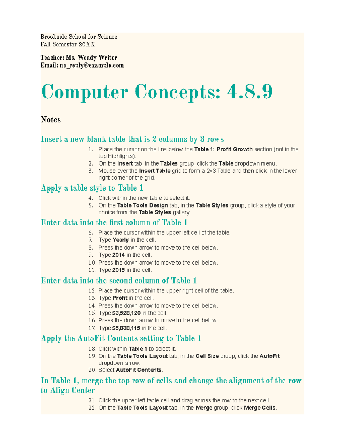 Computer Concepts 4.8.9 - Brookside School For Science Fall Semester ...