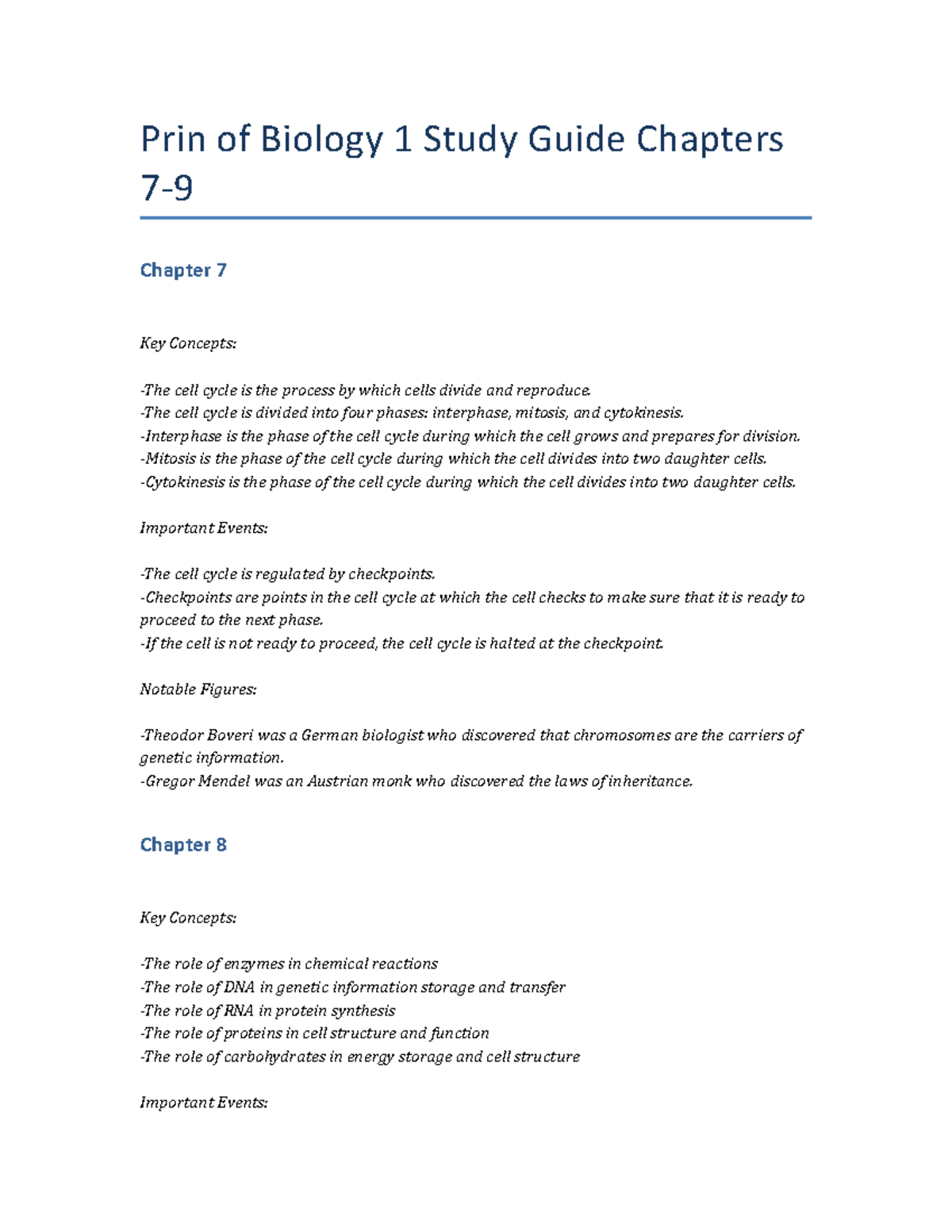 Prin Of Biology 1 Study Guide Chapters 7-9 - Prin Of Biology 1 Study ...