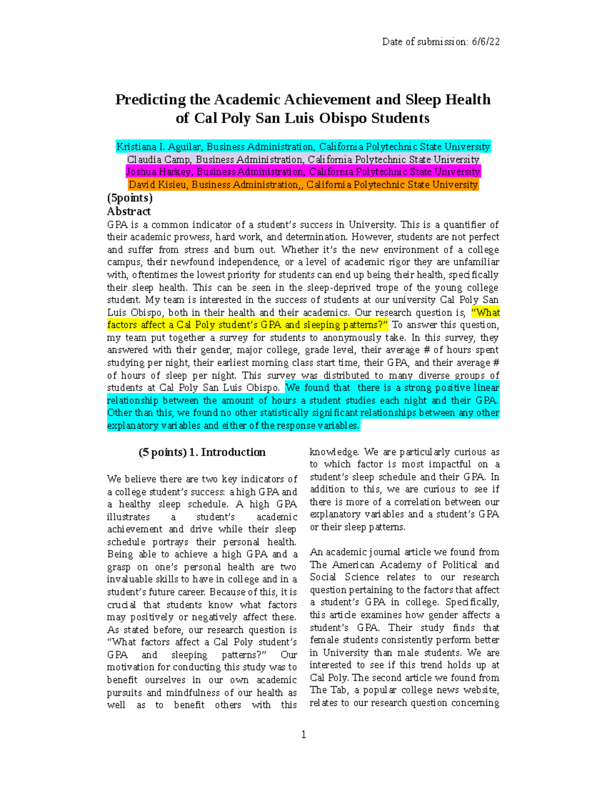 Example Final Project Report - Predicting the Academic Achievement and ...