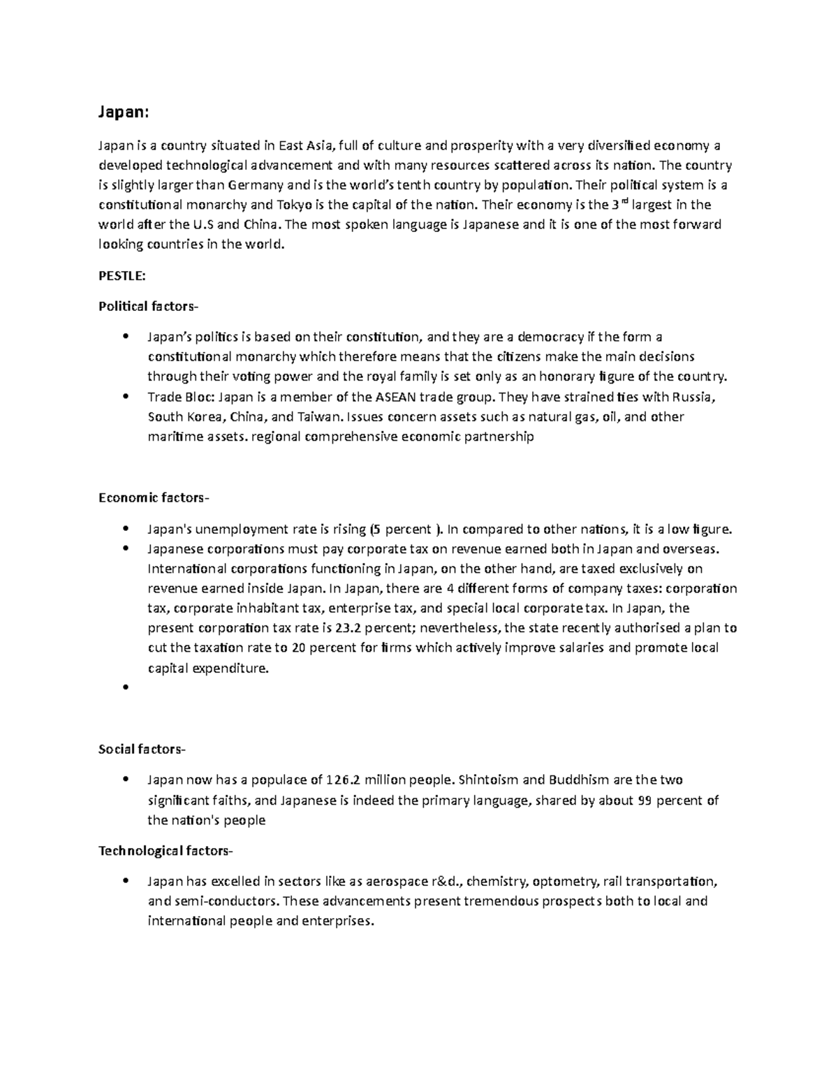 Bae and 2 Countries assignment - Japan: Japan is a country situated in ...