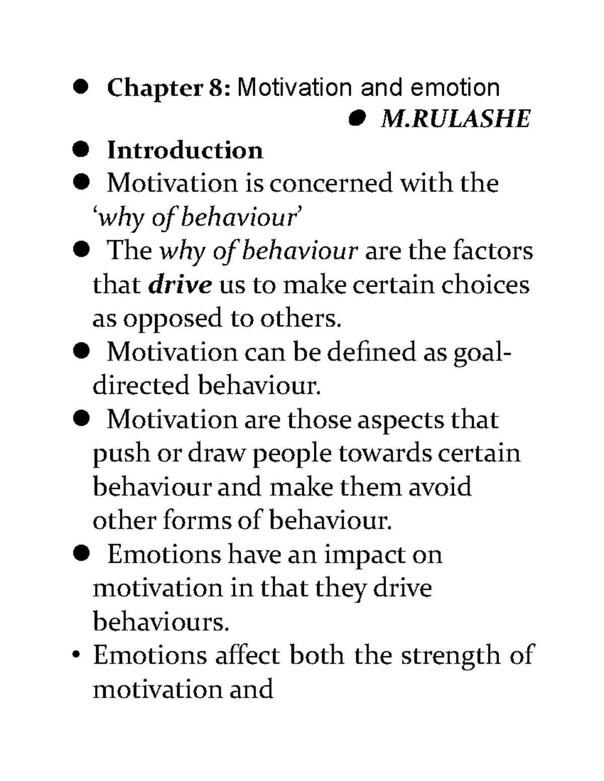 Chapter 8 - Lecture notes 4-5 motivational and emotional - Chapter 8 ...