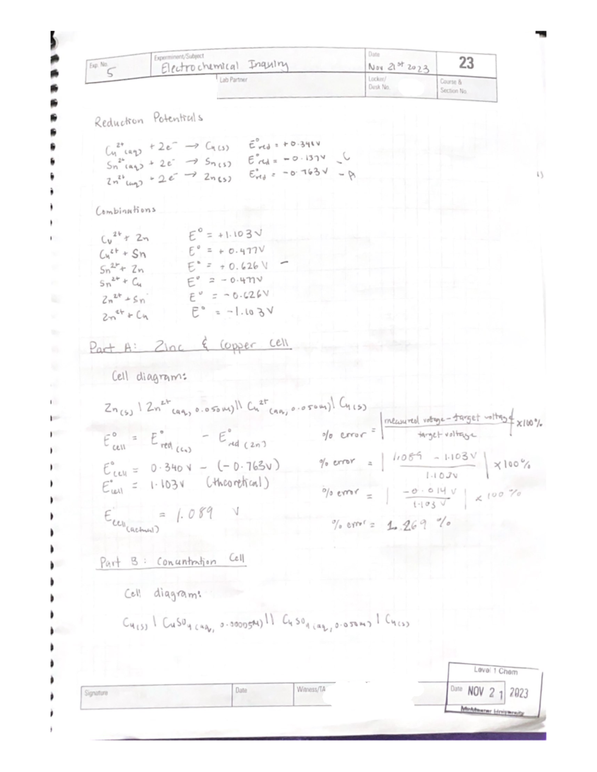 Experiment 5 - Chem 1A03 - Lab 5 - Chem 1A03 - Studocu