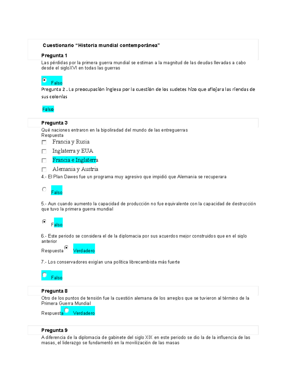 Cuestionario Bloque Preguntas Y Respuestas De Historia Cuarto Grado