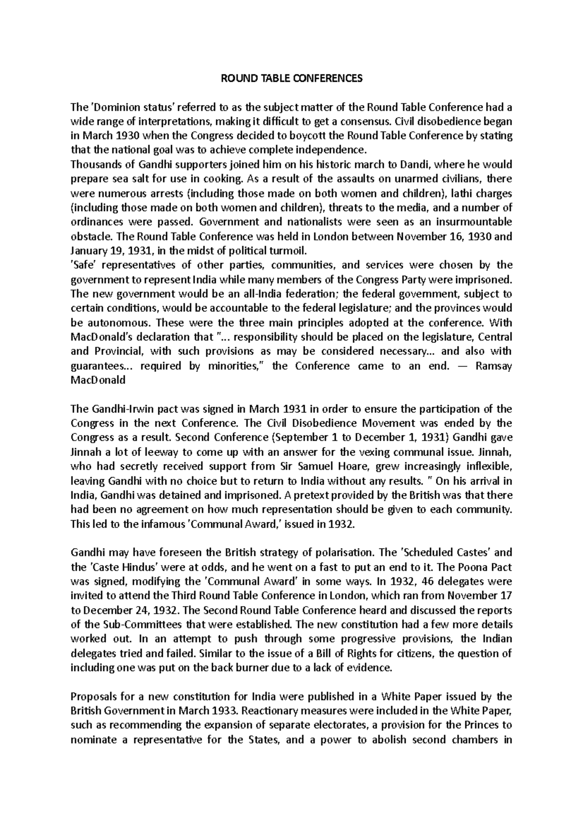 Round Table Conferences 1931,1932 and 1933 - ROUND TABLE CONFERENCES ...