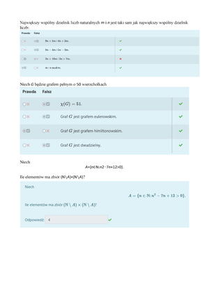 Kolokwium Matematyka Dyskretna - I KOLOKWIUM Z MATEMATYKI DYSKRETNEJ ...