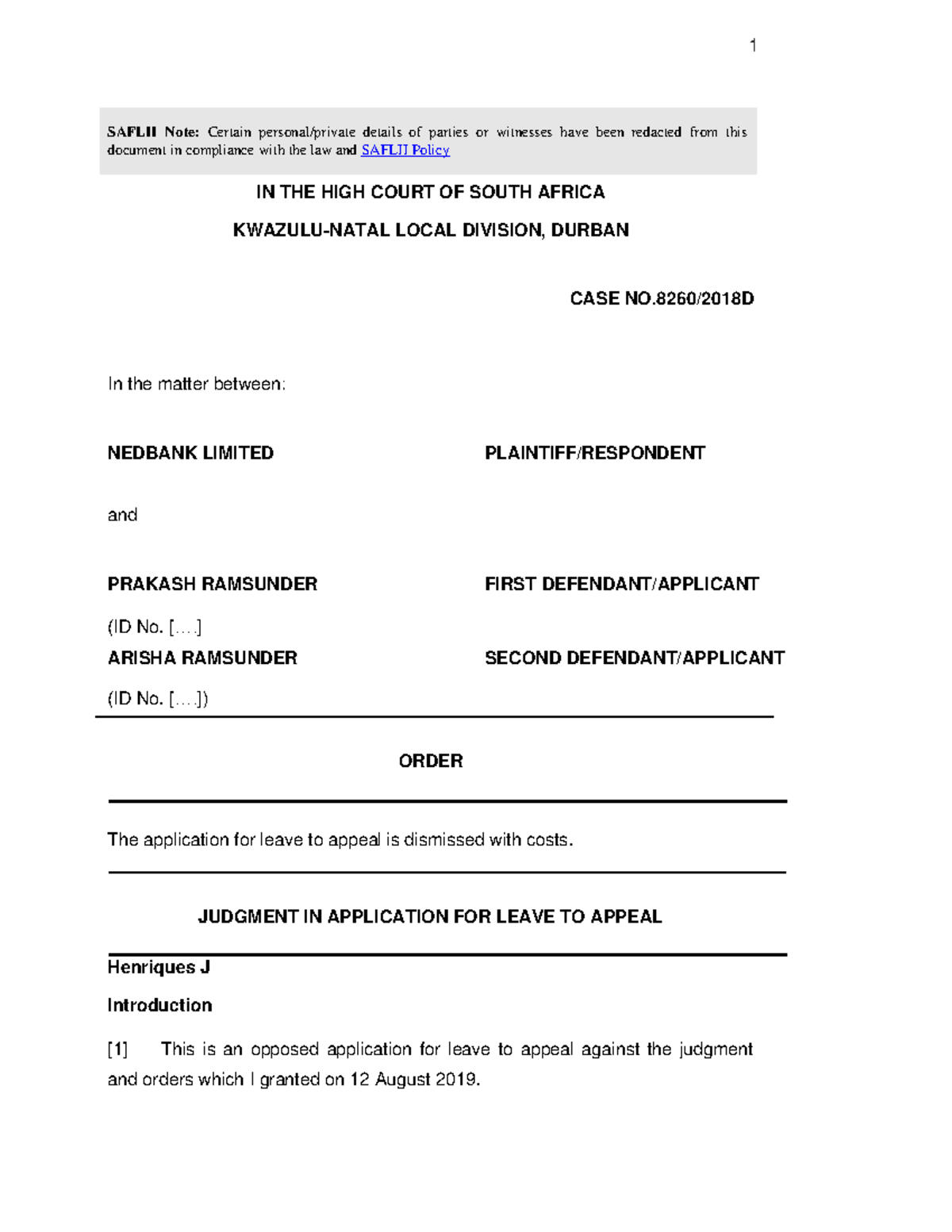 20 - Case law - SAFLII Note: Certain personal/private details of ...
