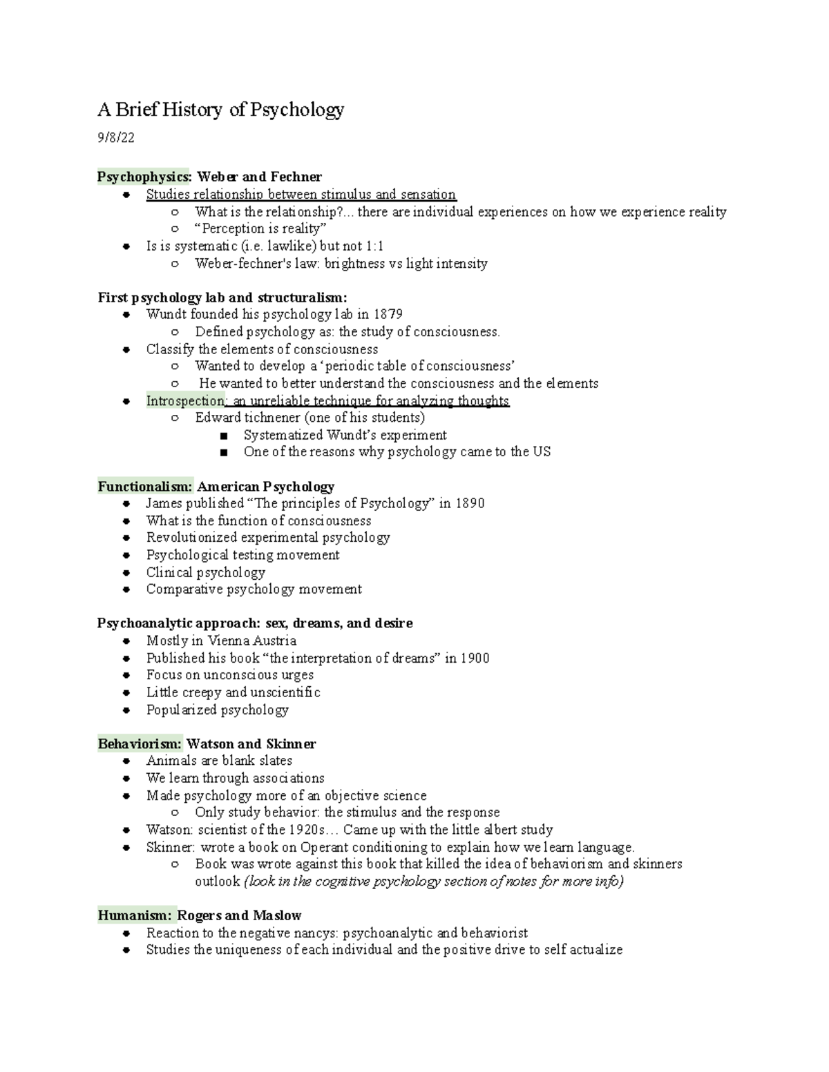 a brief history of psychology A Brief History of Psychology 9/8