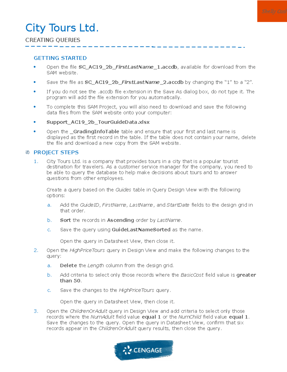 Instructions SC AC19 2b - City Tours Ltd. CREATING QUERIES GETTING ...