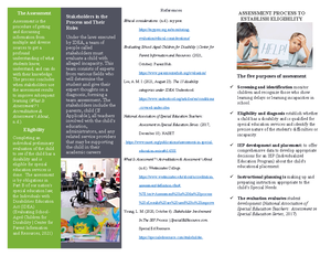 Assessment Process to Establish Eligibility brochure - Stakeholders and ...