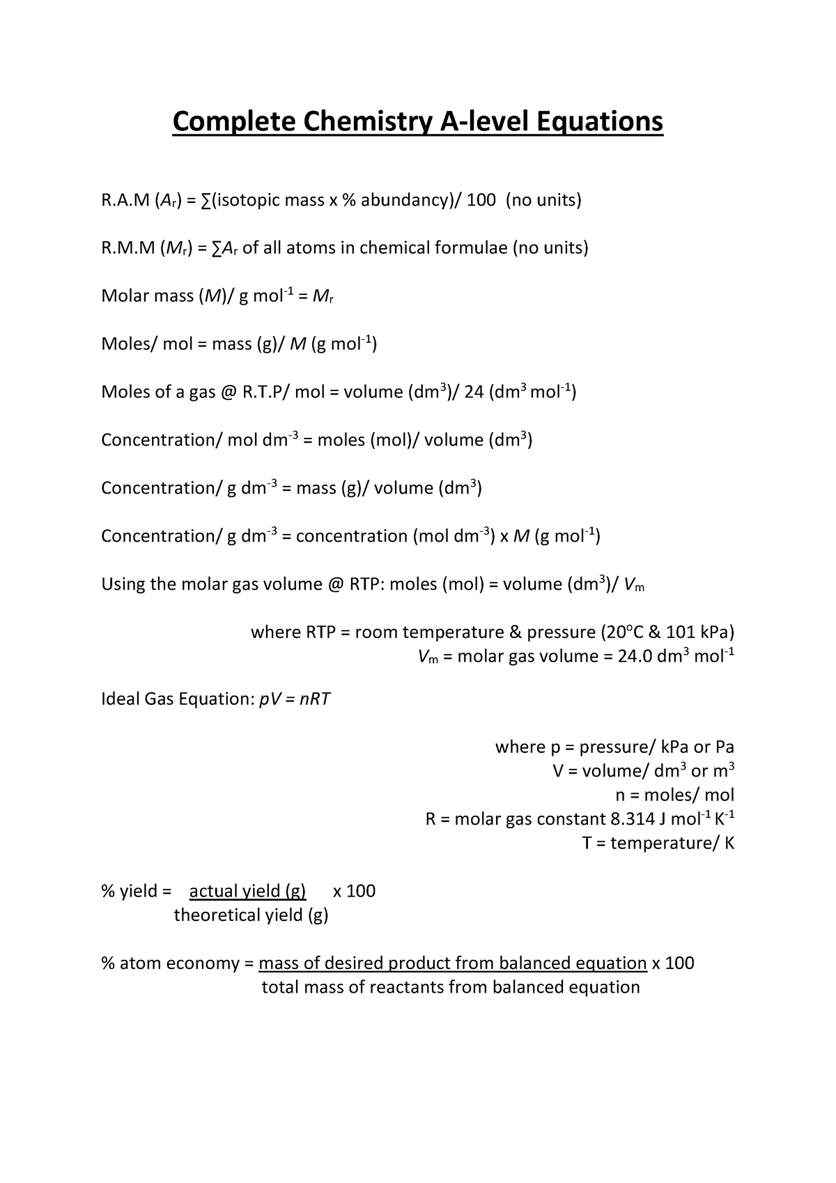 OCR-A-Chemistry-Equations 2 - Complete Chemistry A-level Equations R.A ...