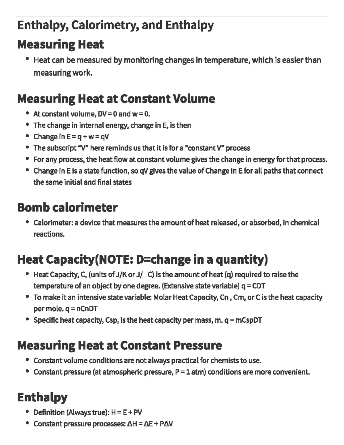 Enthalpy, Calorimetry, And Enthalpy - CHEM 123 - Studocu