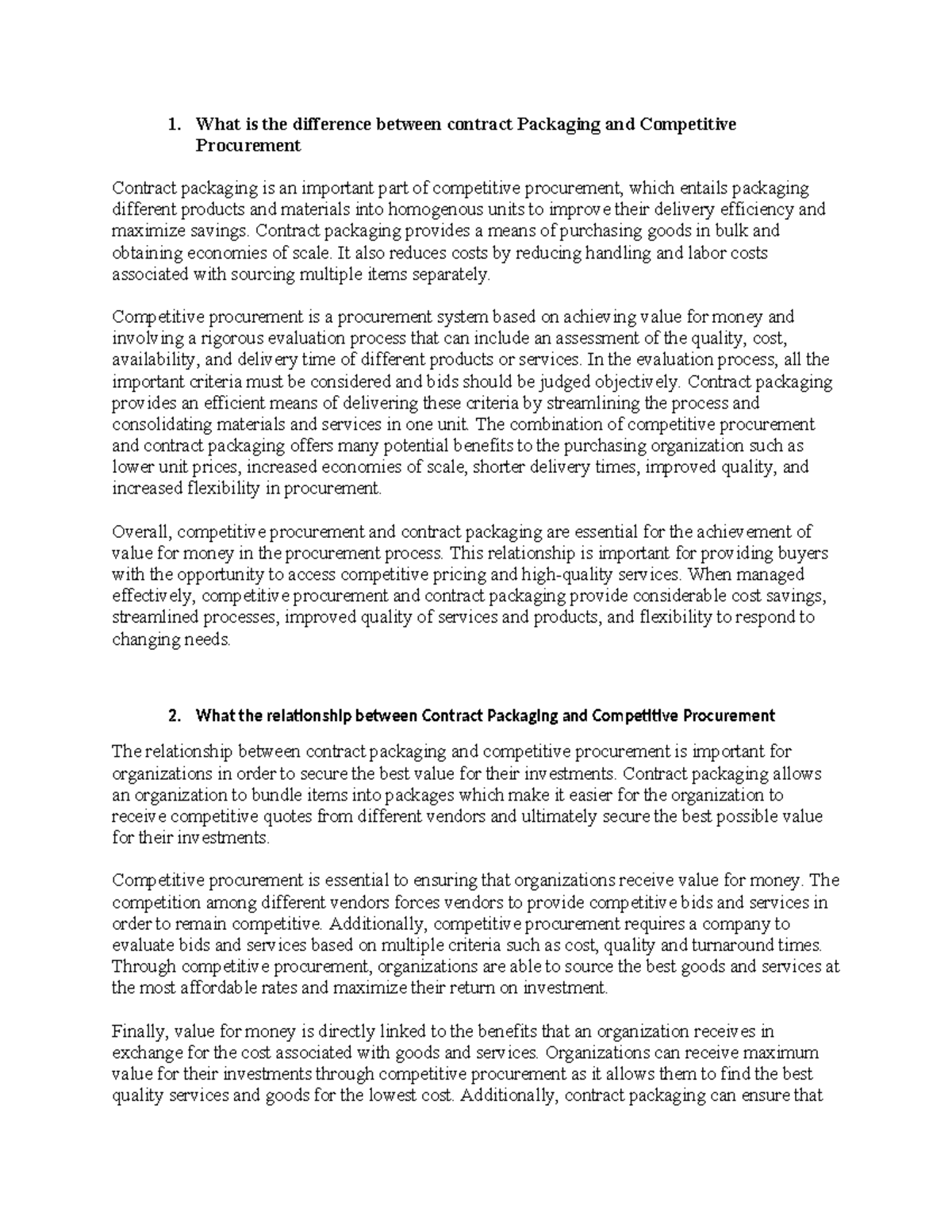 What is the difference between contract Packaging and Competitive ...