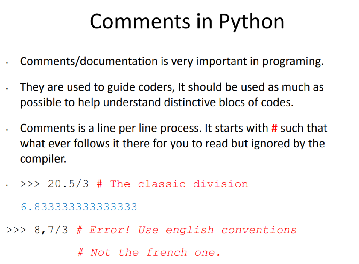 Python number 1.2 - Comments in Python is very important in programing ...