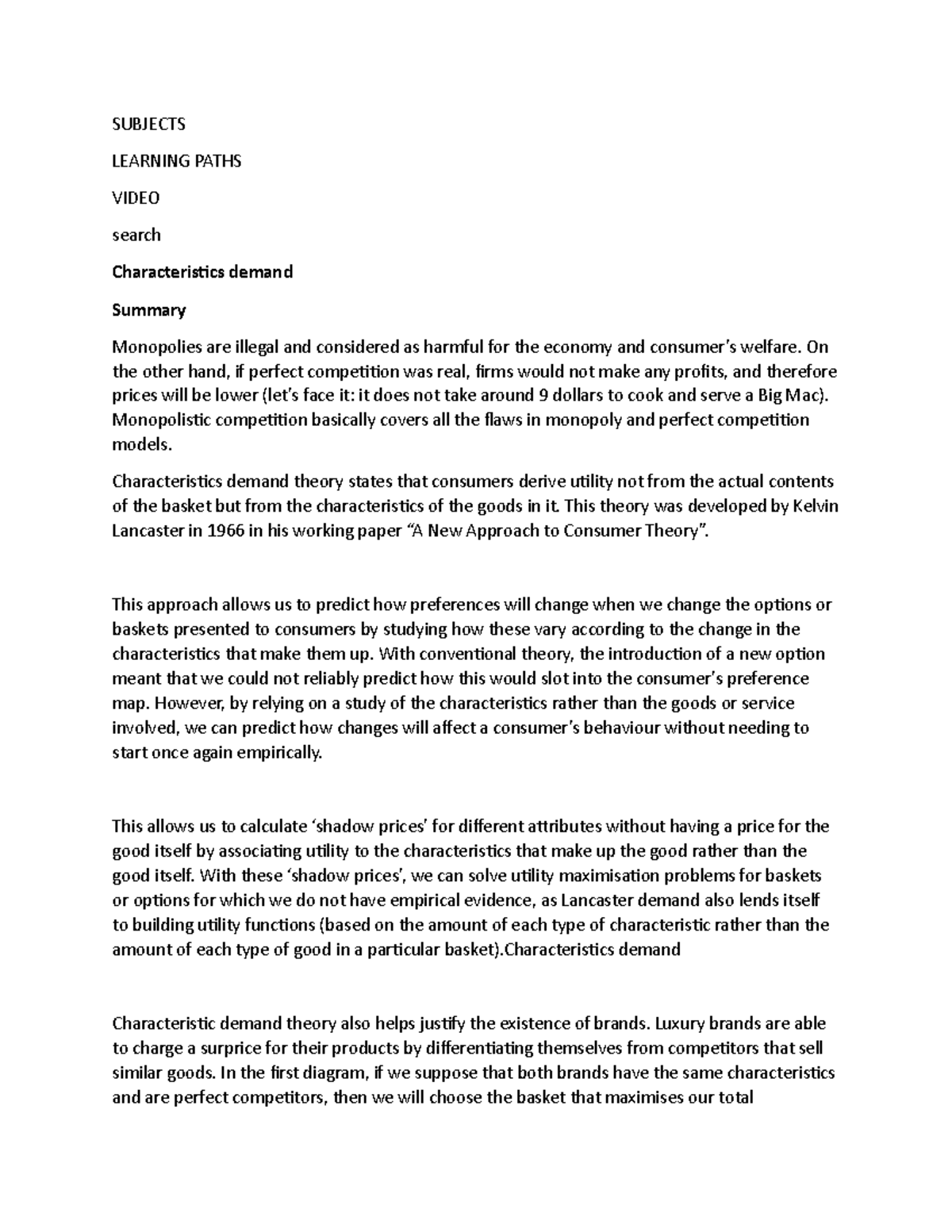 Characteristics demand - SUBJECTS LEARNING PATHS VIDEO search ...