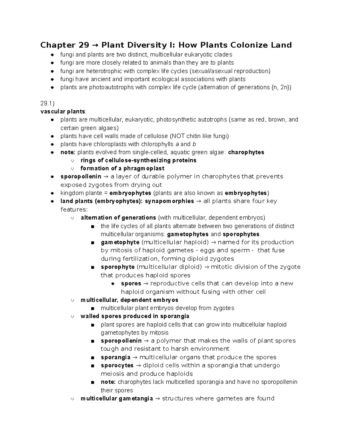 BSC 29 - Lecture Notes 29 - Chapter 29 Plant Diversity I: How Plants ...