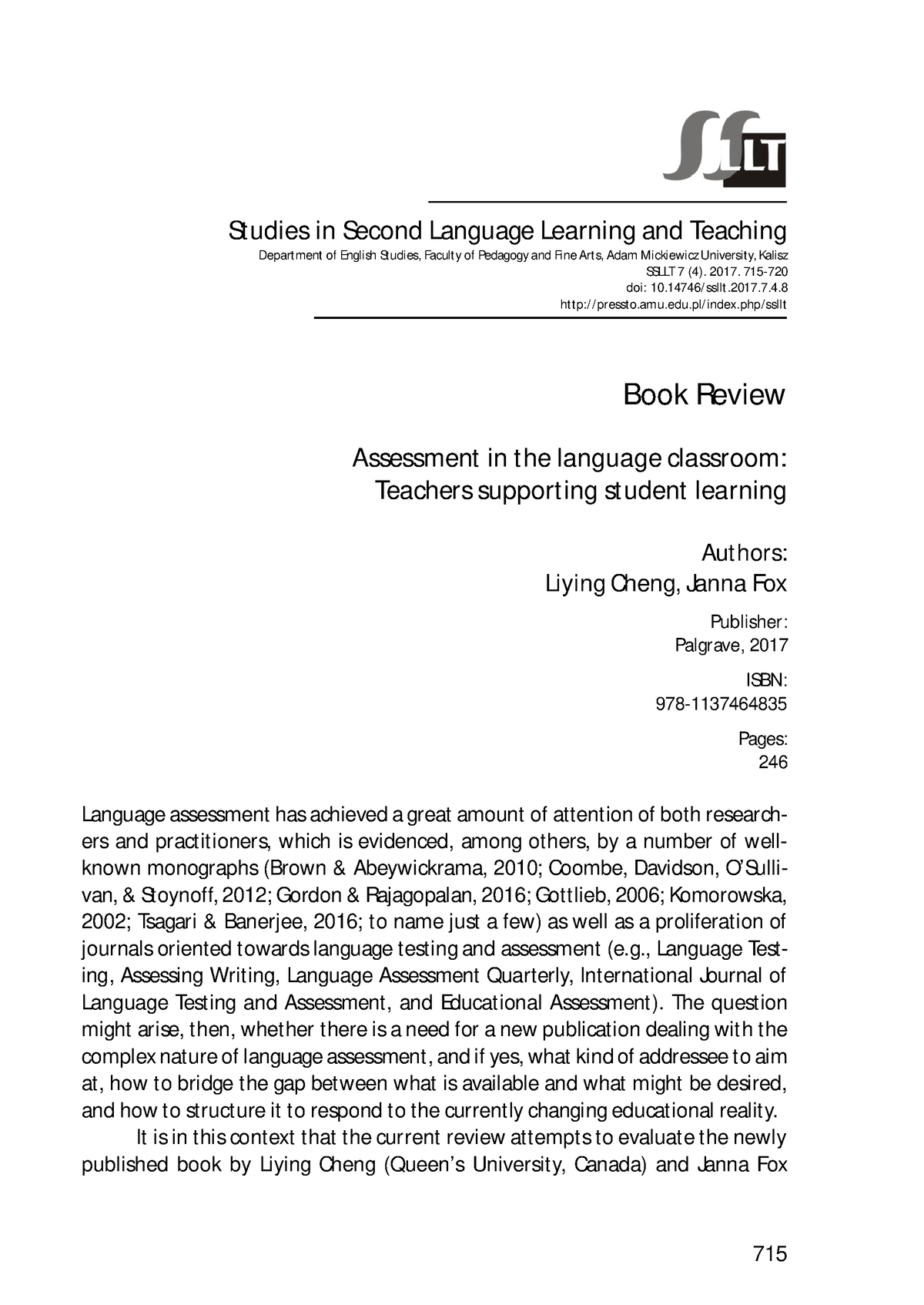 review-of-assessment-in-the-language-classroom-tea-studies-in-second