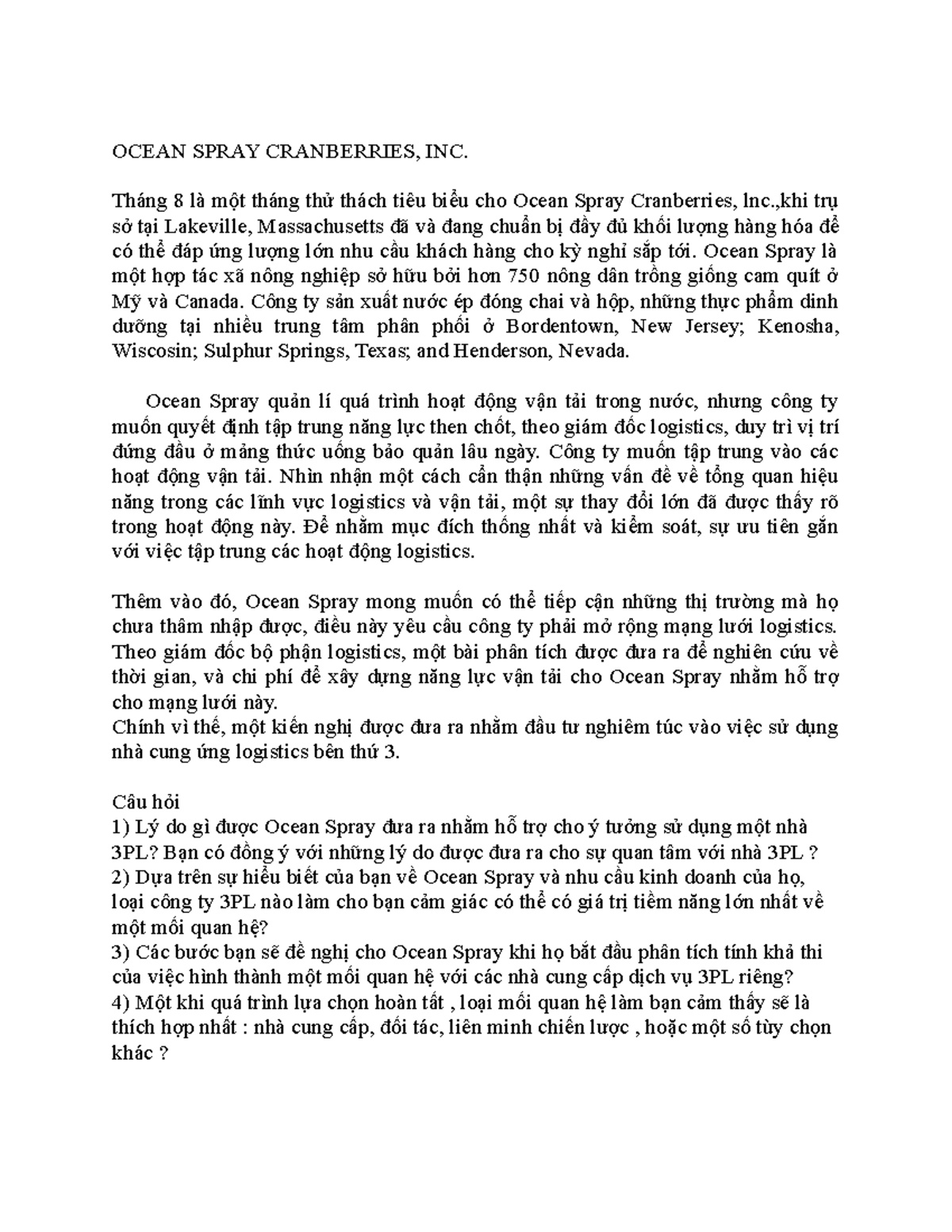 Case 4-2 Ocean Spray Canberries (Vie) - OCEAN SPRAY CRANBERRIES, INC ...