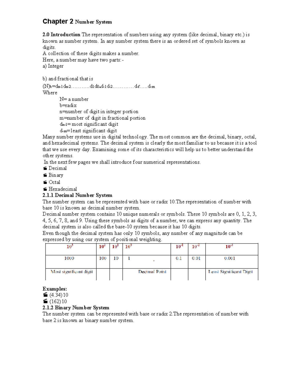 Number System - Learning Purposes - Chapter 2 Number System 2 ...