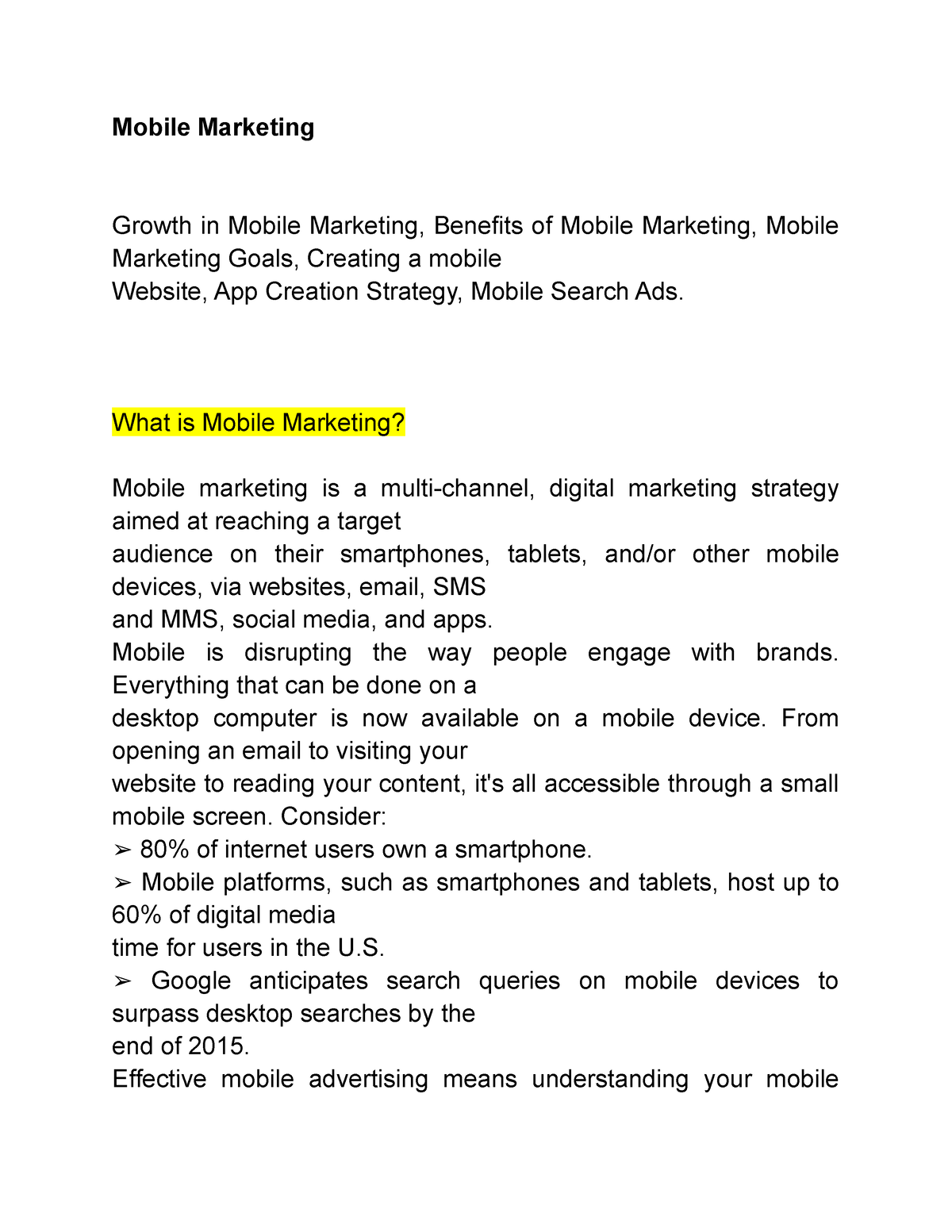 essay of mobile marketing