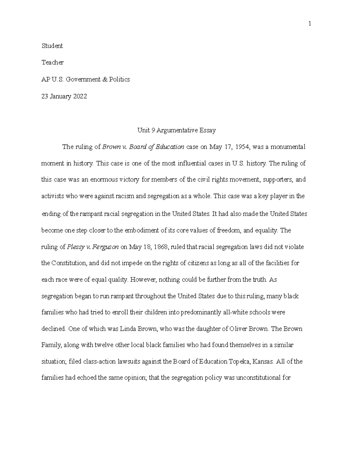 argumentative essay government and politics