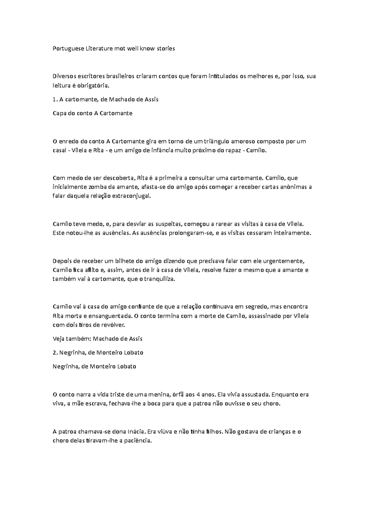 Portuguese Literature most well known stories Portuguese Literature