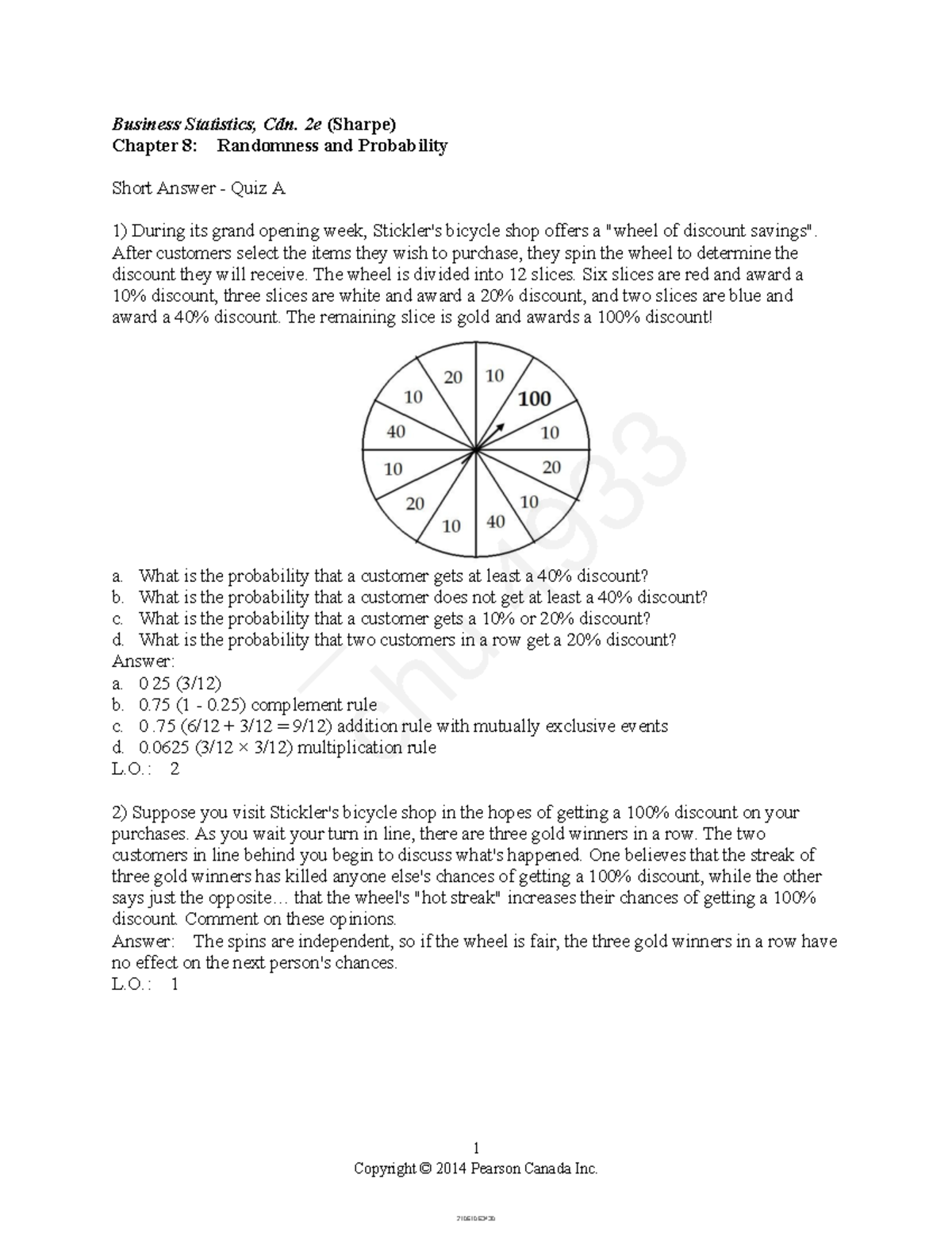 Chapter 8 Mid-term Test Bank Practice - 1 Copyright © 2014 Pearson ...