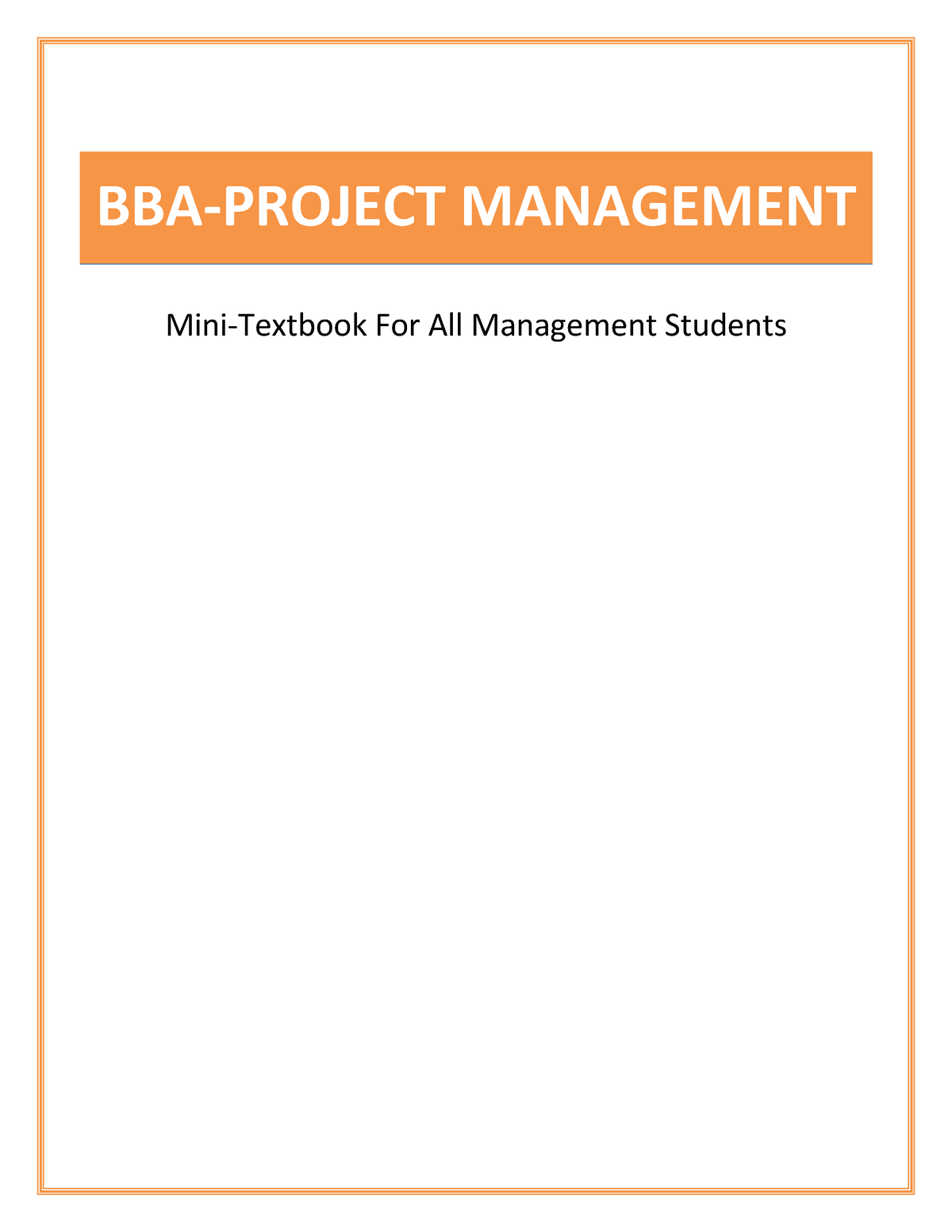 BBA Project Management Notes - BBA-PROJECT MANAGEMENT Mini-Textbook For ...