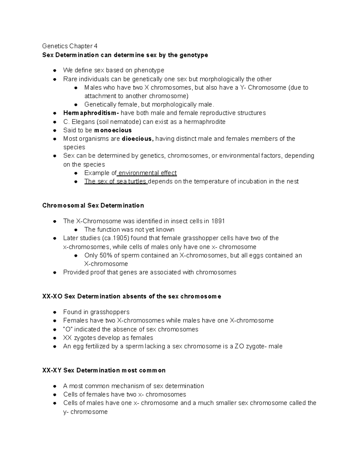 Genetics Chapter 4 Notes Genetics Chapter 4 Sex Determination Can Determine Sex By The 