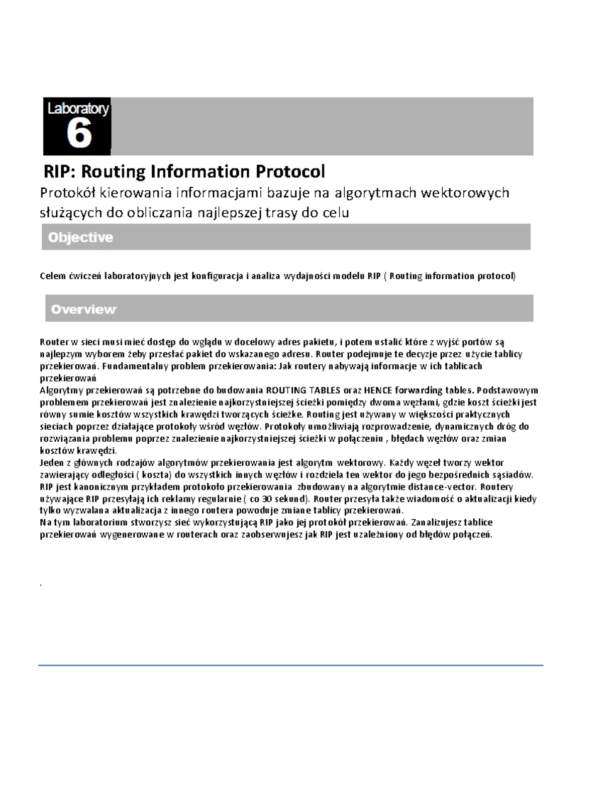 Lab6tlumaczenie RIP Routing Information Protocol Protokół