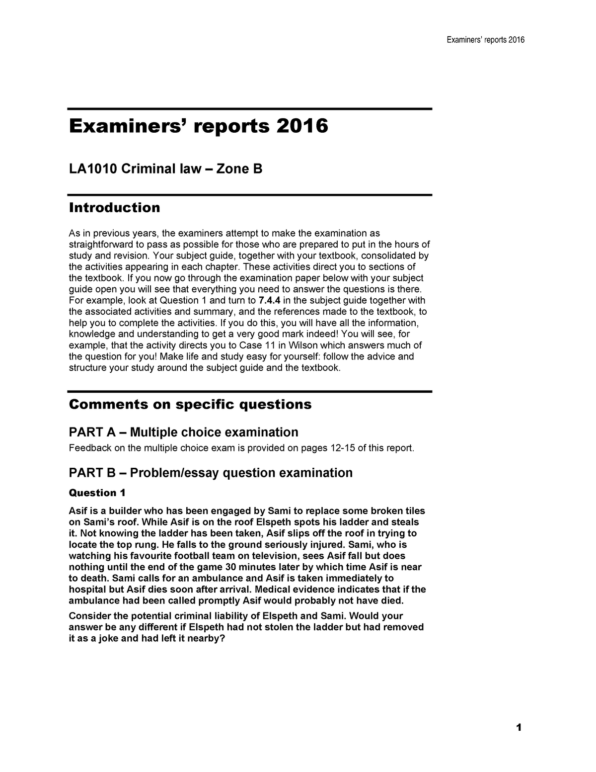 Criminal Report 2016 B - Examiners’ Reports 2016 Examiners’ Reports ...