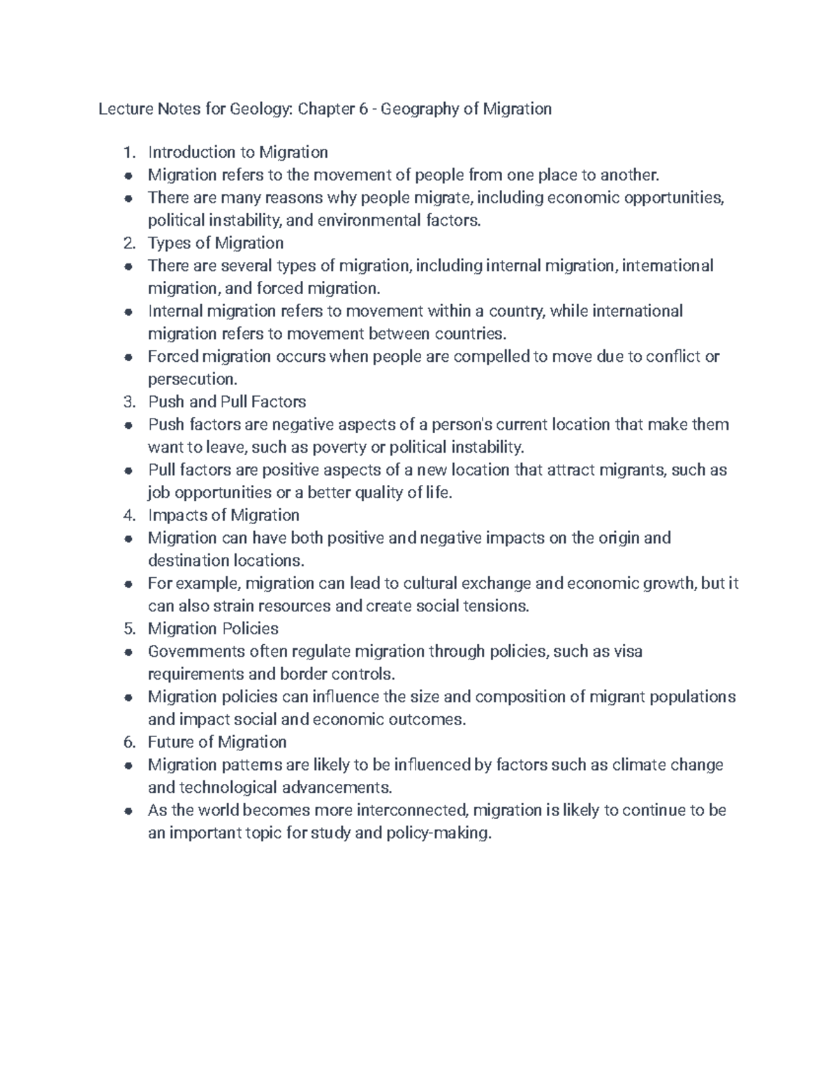 Geo 6 Notes for geography chapter 6 Lecture Notes for Geology