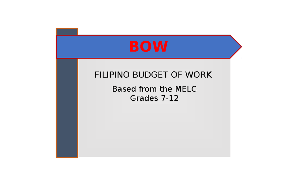 Budget Of Work In Filipino Secondary Gr Filipino Budget Of Work Based From The Melc Grades 7 5702