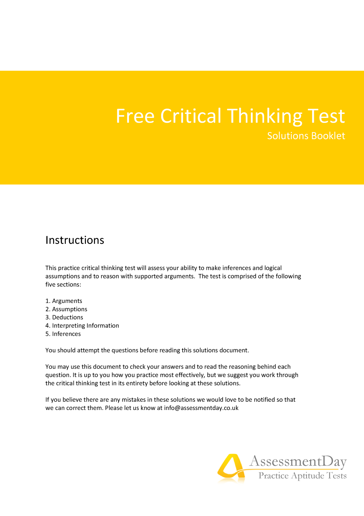 critical thinking sample test