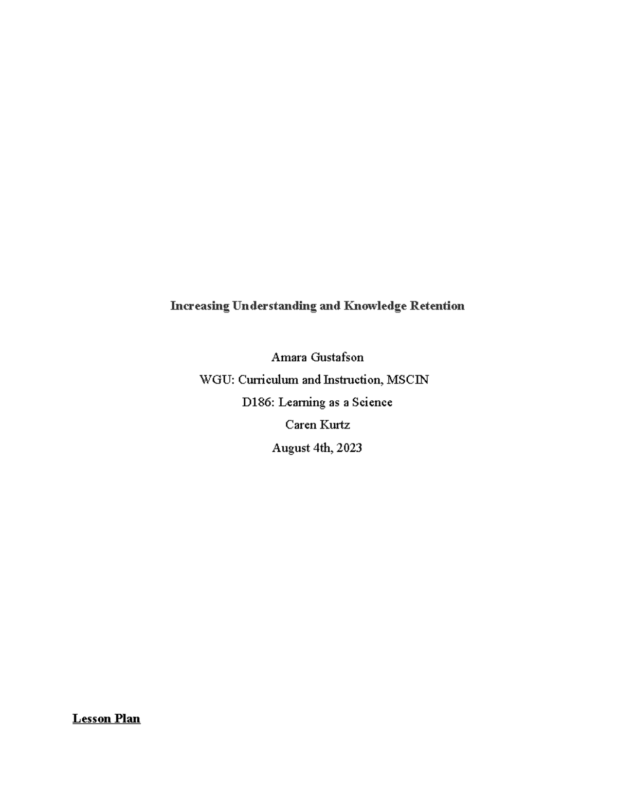 Task 3 Increasing Understanding and Knowledge Retention Increasing