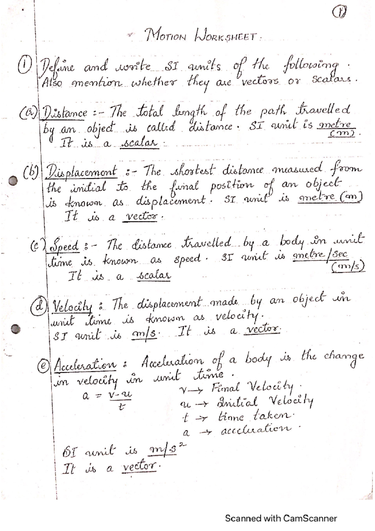 Physics-Motion Notes - physics class 9 - Studocu
