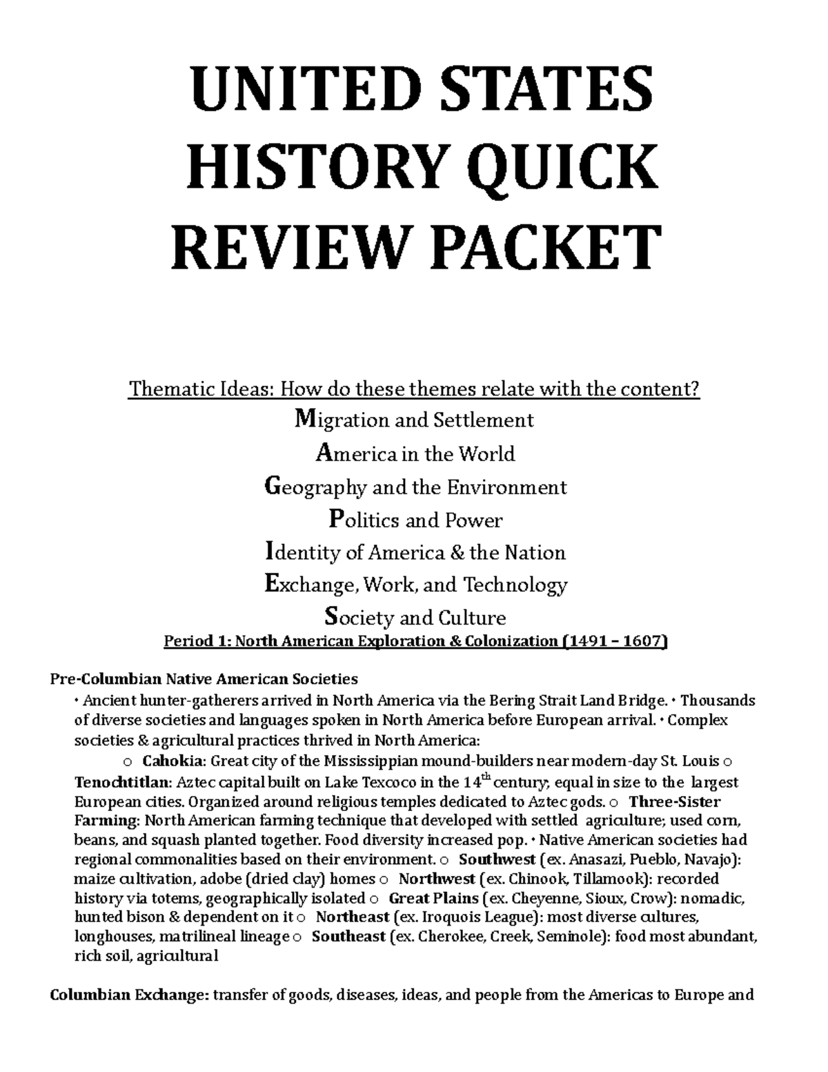 Everything You Need To Know - UNITED STATES HISTORY QUICK REVIEW PACKET ...