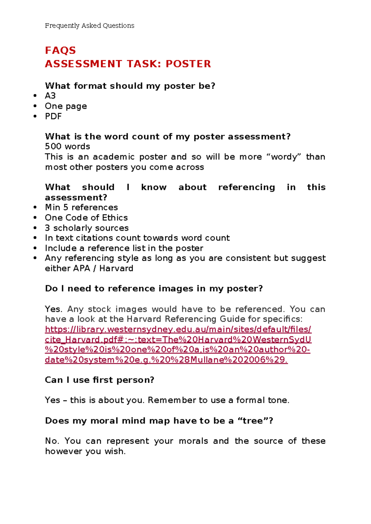 Poster FAQs - draft work - Frequently Asked Questions FAQS ASSESSMENT ...