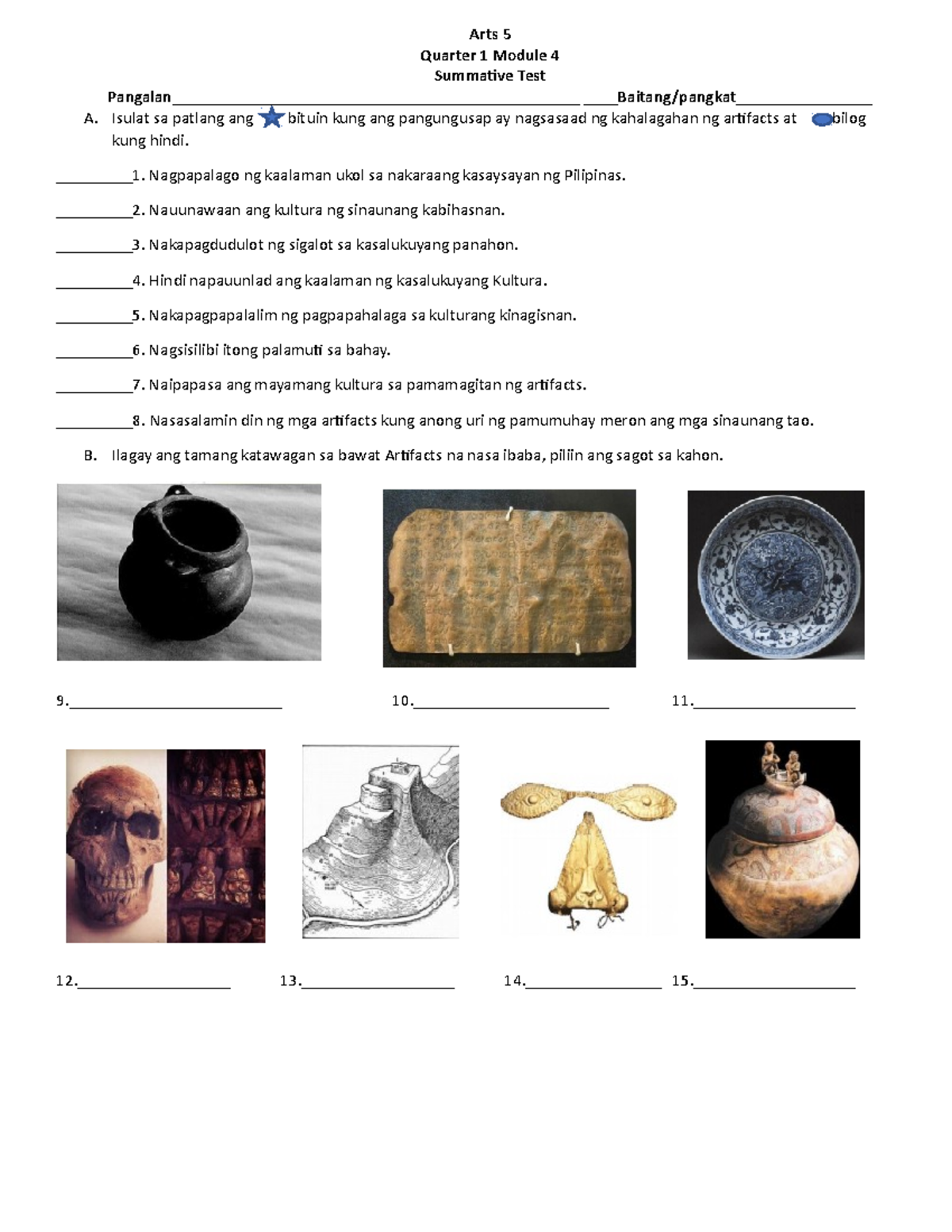 Arts 5 quarter 1 module 4 Arts 5 Quarter 1 Module 4 Summative Test
