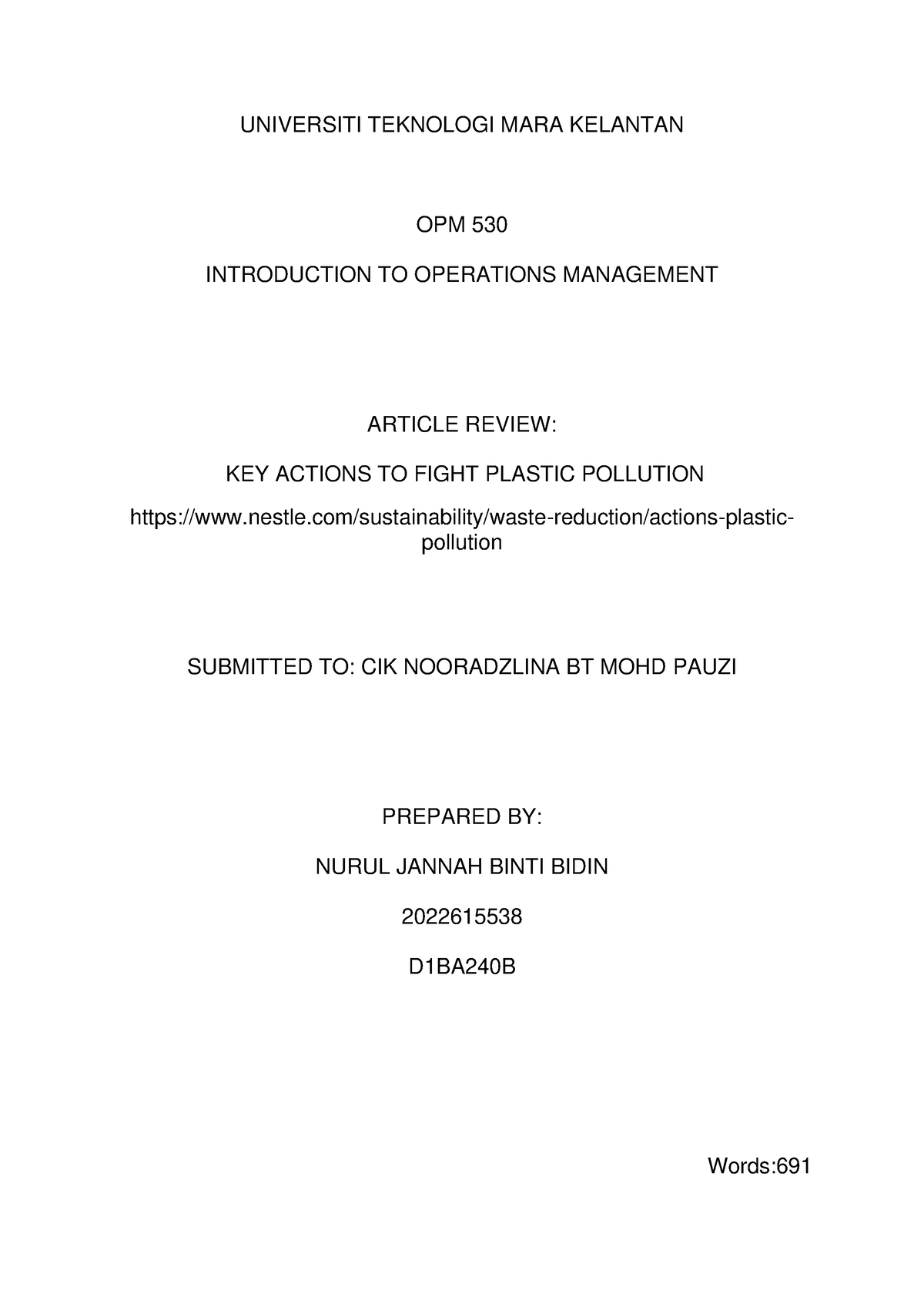 opm530 individual assignment 2