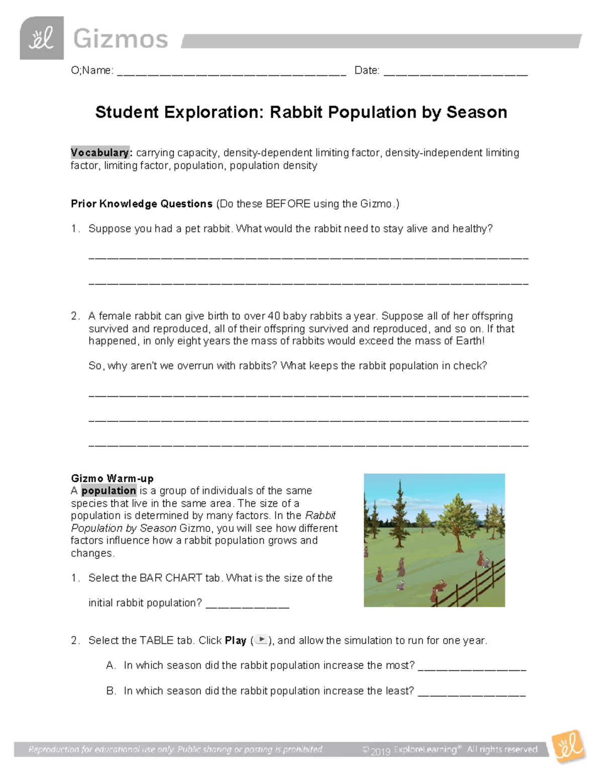 Gizmo ) Suppose you had a pet rabbit. What would the rabbit need to