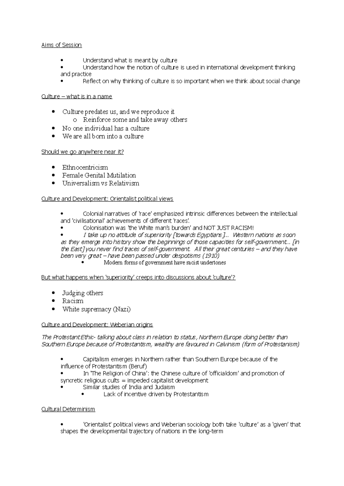 Key Concepts IV—Culture Aims of Session Understand what is meant by