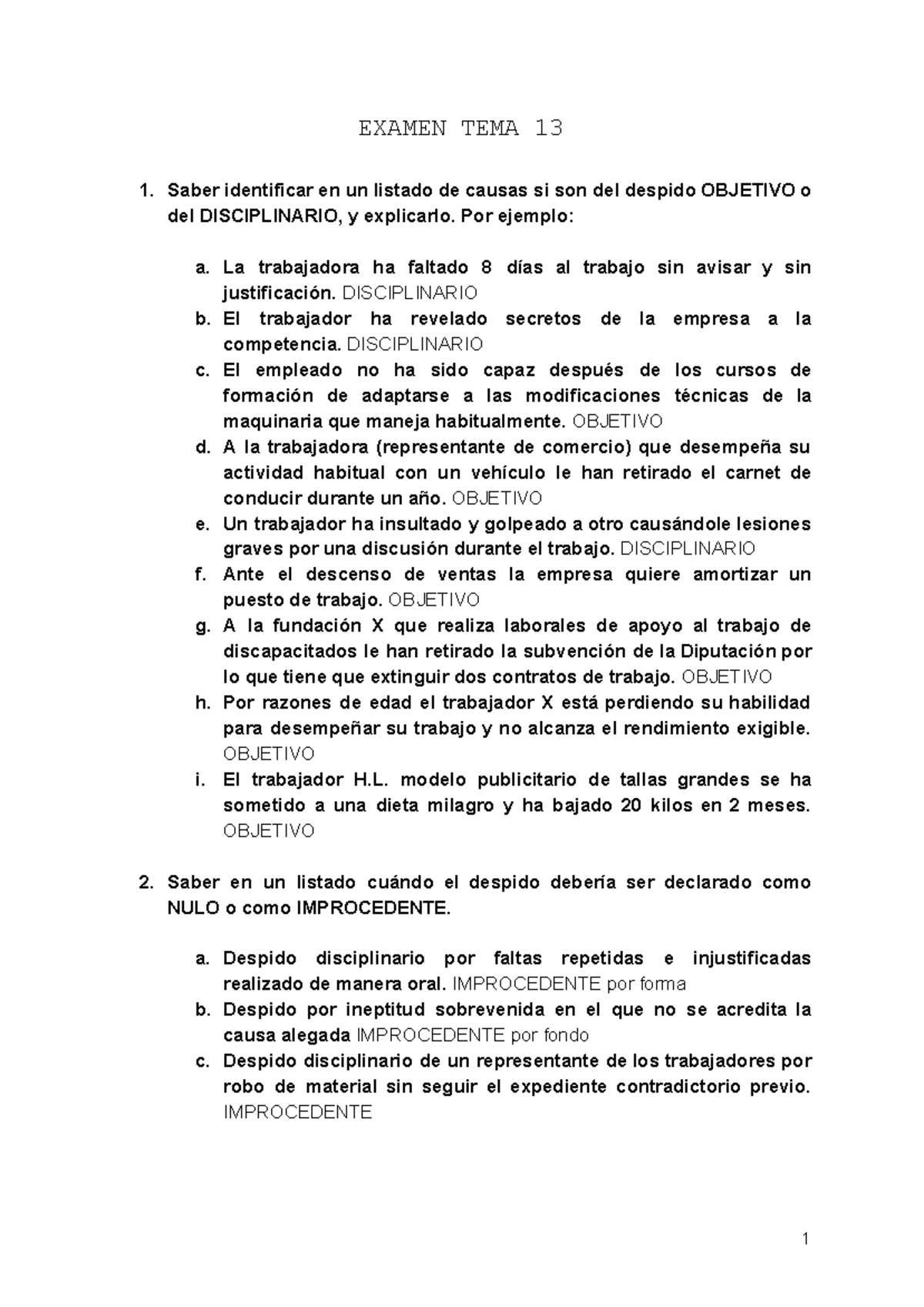 Modelo De Carta De Despido Por Causas Objetivas Por Ineptitud Del