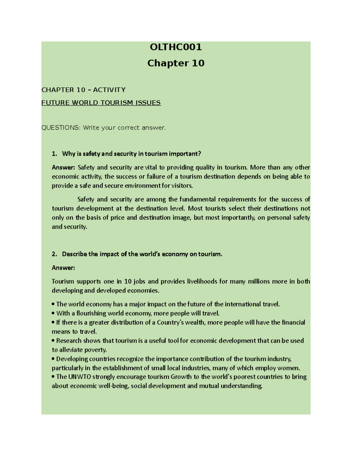 Olthc 001 Activity 10 - CHAPTER 10 - OLTHC Chapter 10 CHAPTER 10 ...