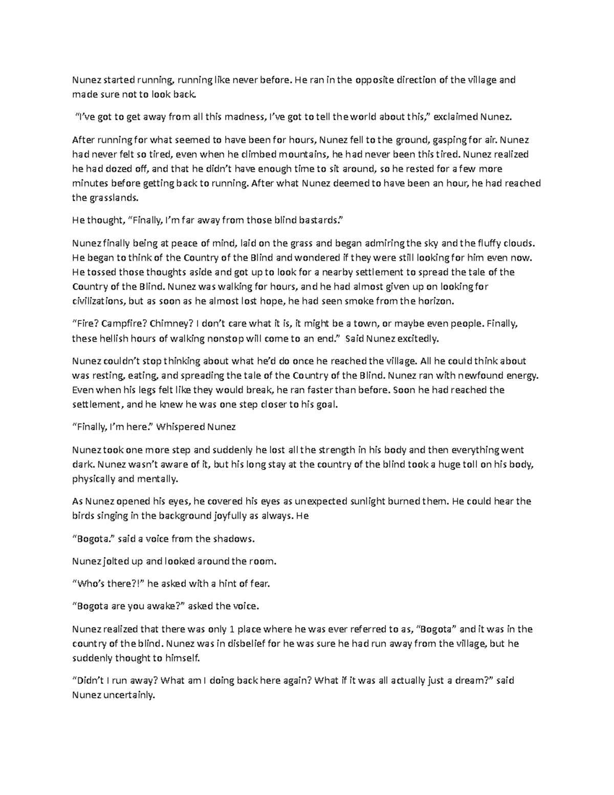 COTB The Reveal 1 - A narrative of something - Nunez started running ...
