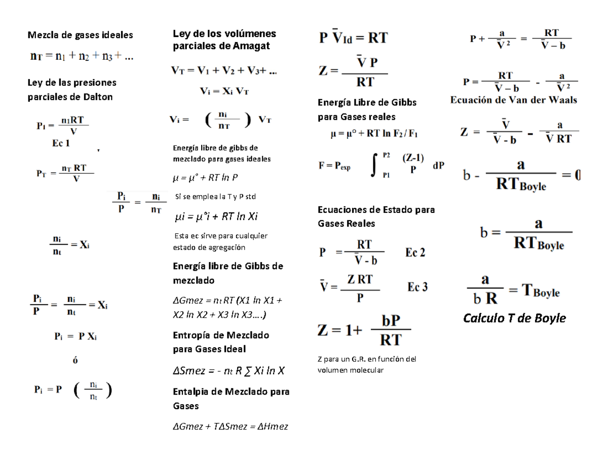 Mezcla De Gases Ideales - Fisicoquímica Fisiológica - UNAM - Studocu