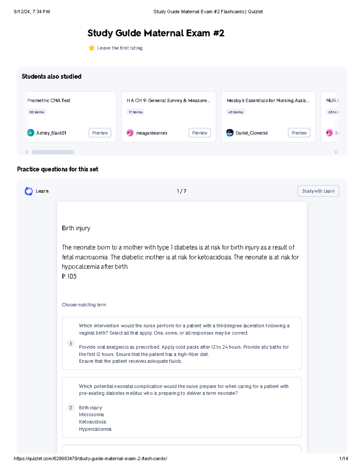 Maternity quizlet - eaq - Study Guide Maternal Exam Leave the first ...