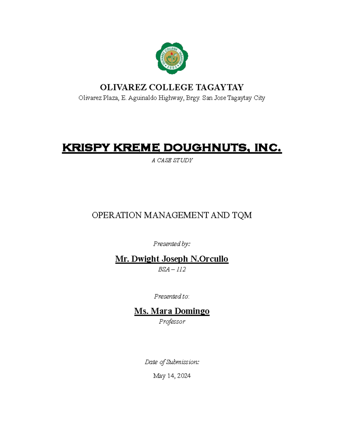 krispy kreme case study analysis